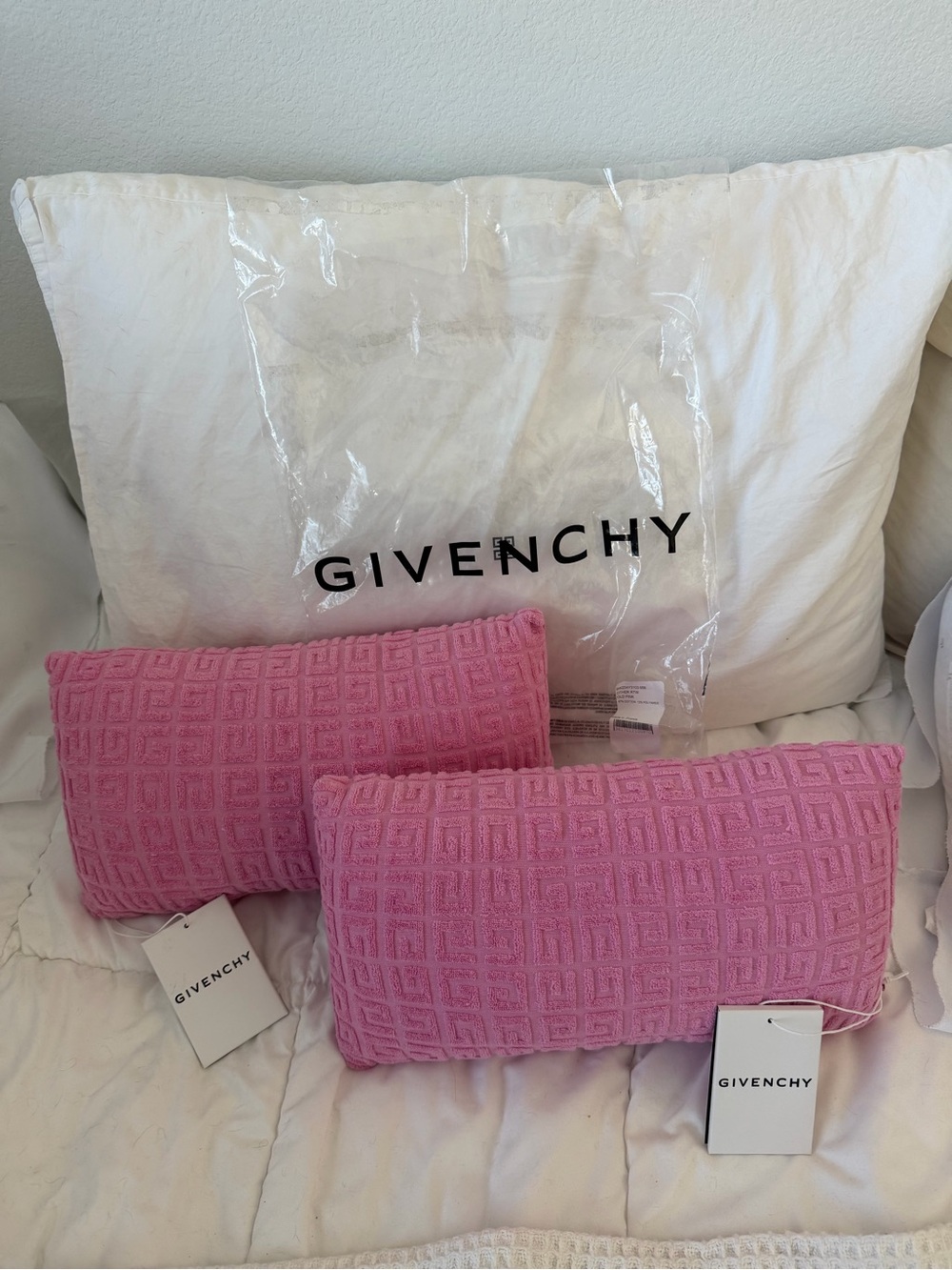 Givenchy Pink Textured Accent Pillow Pair